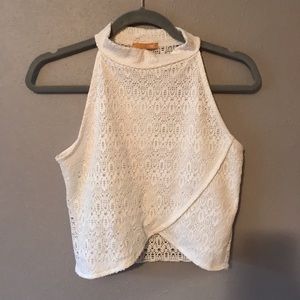 White halter crop top